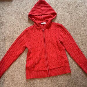 St. John's Bay Orange Hooded Sweater Zip Front M